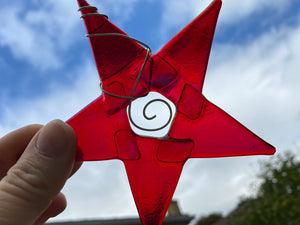 Irodized Red Star Ornament 